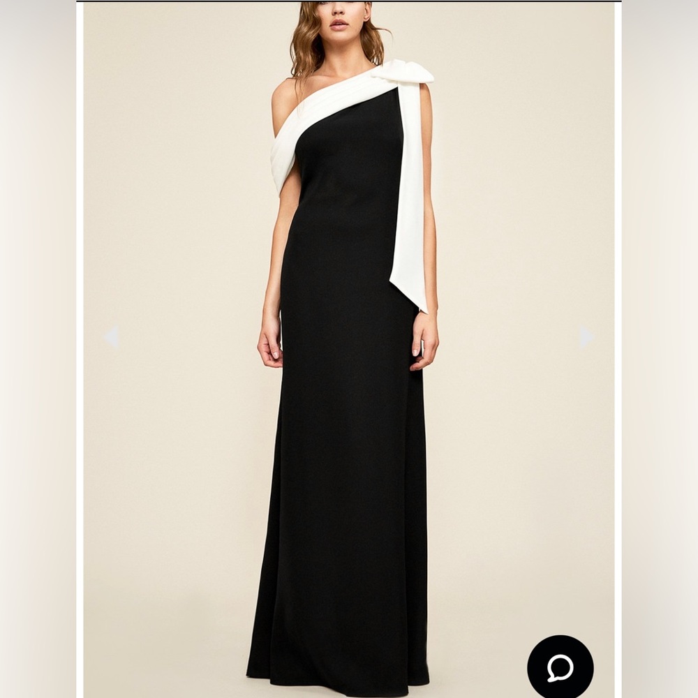 TADASHI Shoji One Shoulder Black and White Gown